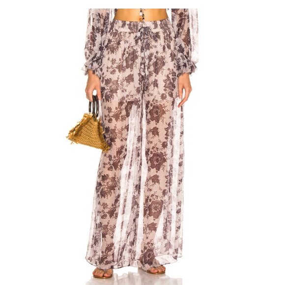 Zimmermann Juno Silk Floral Wide Leg Pant in Aged Batik Size XS - Picture 2 of 9